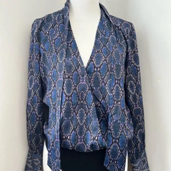 Guess Marciano Animalier Long Sleeve Bodysuit Blouse - Picture 2 of 8